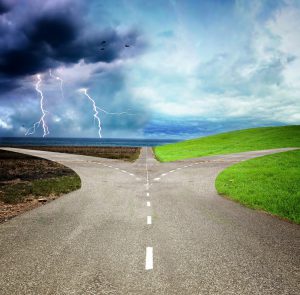 Three Way Fork In Road