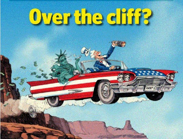 Overthe cliff cartoon